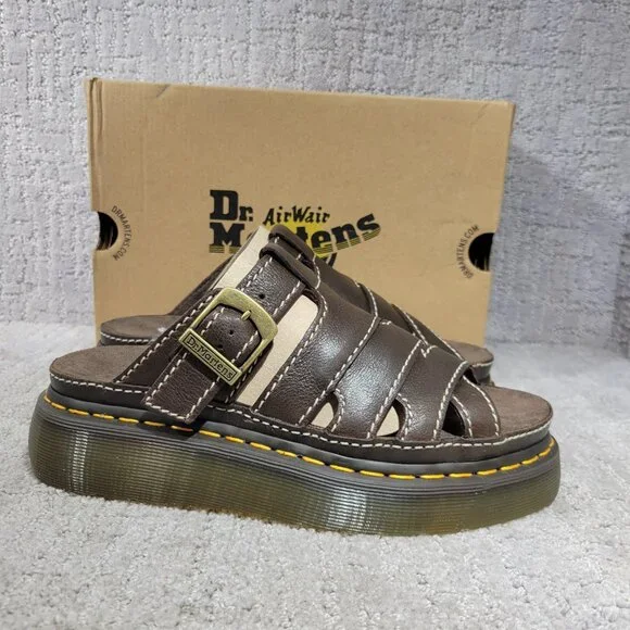 サンダル・ミュール Dr. Martens Maxxy Slide AR Rogue leather sandals Maxxy Slide AR Rogue leather sandals in Brown | Dr. Martens